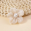 Beaded gauze flower in champagne beige with large central pearl for DIY crafts - Champagne (#8)