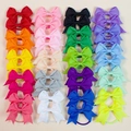 40-piece colorful grosgrain ribbon hair bow clips in various bright shades for kids - Combined Style A