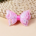 Rosa Glitzerschleife mit Pailletten und Satinmitte für DIY-Haarschmuck und Bastelarbeiten - Rosa (#3)