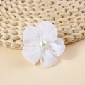 Handmade white chiffon flower accessory with a pearl center for DIY hair and apparel crafts - White (#9)