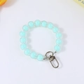 Mint green acrylic beaded keychain strap with silver lobster clasp and minimalist ring - Mint Green (#3)