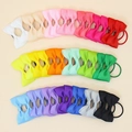 Set of 24 colorful grosgrain ribbon bow hair clips for girls in various solid shades - Combination Style C