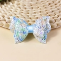 Hellblaue Glitzerschleife mit bunten Pailletten für DIY-Haarschmuck und Handwerk - Hellblau (#4)