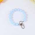Jelly blue acrylic beaded keychain with transparent double-layer beads and silver metal clasp - Sky Blue (#4)