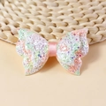 Nœud pailleté scintillant avec sequins multicolores et ruban en satin rose pour DIY - Arc-en-ciel (#5)
