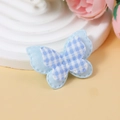Hellblauer karierter Schmetterling-Stoffaufnäher für DIY-Haarschmuck und Dekoration - Hellblau