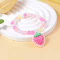 Pulsera de cuentas macaron para niñas con un dulce colgante de fresa de resina rosa - Colgante de Fresa (#4)