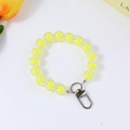 Chic jelly lemon yellow acrylic beaded lanyard with silver metal spring ring buckle - Yellow (#6)