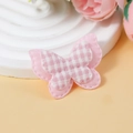 Handgefertigter rosa karierter Schmetterling Aufnäher für DIY Haarschmuck und Deko - Hellrosa