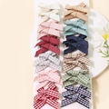 Detailed set of 24 pieces handmade grosgrain ribbon bow hair clips in 12 assorted colors - Gingham And Solid Printed Mix / Combination 2