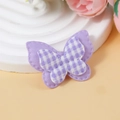 Purple gingham butterfly fabric patch for DIY hair accessories and craft decoration - Purple