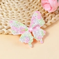 Pink and green glitter butterfly hair accessory piece with center ribbon detail - Pink Green Silver Mixed (#5)