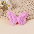 Pinza para el pelo con mariposa de purpurina rosa para niñas con diseño de doble capa - Rosa (#4)
