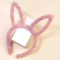 Pink purple plush bunny ear headband with soft fluffy texture for girls and kids - Violet