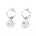 Silberne Creolen mit hohlen Mandala-Anhängern und böhmischen Stil-Details - Silber Hohle Runde Anhänger