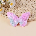 Sparkly glitter bow hair clip with pink and blue gradient on a woven background - Gradient Blue Purple (#5)