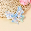 Glitter butterfly applique with multi-color sequins and light blue satin ribbon for DIY - Multicolor Glitter (#6)