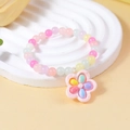 Pulsera de cuentas macaron dulce con colgante de flor colorido para niños tonos pastel - Colgante de Flor Colorida (#8)