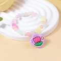 Pulsera de cuentas macaron con colgante de tulipán morado y perlas de colores pastel - Colgante Cuadrado de Tulipán (#10)