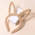 Serre-tête oreilles de lapin en peluche kaki doux pour filles et femmes - Chameau