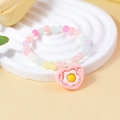 Pulsera de cuentas color macaron con corazón rosa y colgante de huevo frito - Huevo Frito Corazón (#11)