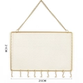 Gold rectangular wire mesh jewelry hanging rack with hooks and dimensions 25x21cm - WG-002 Horizontal Movable Hooks