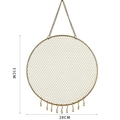 Gold circular metal mesh jewelry organizer rack with 10 hooks for earrings and necklace - WG-003 Large Round Movable Hooks