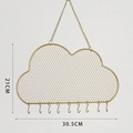 Gold cloud-shaped wire mesh jewelry organizer with hooks for earrings - WG-004 Cloud Shape Movable Hooks