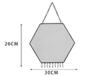 Black hexagonal metal mesh jewelry organizer with bottom hooks, 30x26cm dimension - SIX-1021 Hexagon Black Movable Hooks
