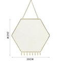 Gold hexagonal mesh jewelry organizer wall hanging earring display rack with 8 hooks - SIXG-0507 Hexagon Gold Fixed Hooks