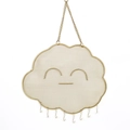 Golden cloud jewelry organizer with wire mesh and hooks for earring and necklace storage - Smiley Face
