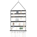 Black metal wall jewelry organizer with 6 tiers for earrings and necklace hooks - Five-layer Chain Rack