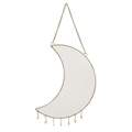 Gold moon-shaped metal mesh jewelry organizer with hanging chain and seven hooks - Gold Moon