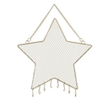 Star shaped gold metal mesh jewelry organizer with hooks and hanging chain for earrings - Gold Star