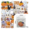 Laser Halloween stickers pack with cartoon pumpkin ghost and mummy in clear bag - 26 Original Holographic Halloween Designs 50 Images (type A) (q31)