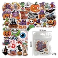 Holographic Halloween stickers set with pumpkin and ghost designs in a poly bag packaging - Holographic Style D (Q29)