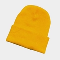 Classic fluorescent yellow knit beanie hat made from soft acrylic wool for winter - L (54-60cm) / Gold Yellow
