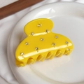 Elegant bright yellow acetate hair claw clip with sparkling rhinestone star accents - 6.5cm / Yellow