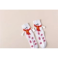 Chaussettes mi-mollet blanches avec mains 3D et motif bonhomme de neige pour couples - Style Bonhomme de Neige avec Écharpe / Blanc avec Écharpe