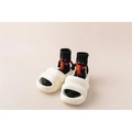 Sandales à plateforme blanc cassé et chaussettes noires avec motif chat mignon - Style Bonhomme de Neige avec Écharpe / Écharpe Noir