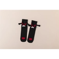 Chaussettes magnétiques noires qui se tiennent la main avec motif renne 3D - Renne de Noël Style / Bois de Cerf