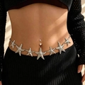 Adjustable silver metal starfish waist chain jewelry with pearl accent for women - X895-1 Silver Heavy Industry Starfish