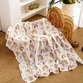 Muslin cotton baby swaddle blanket featuring a warm-toned rainbow and cloud pattern - Smt098-s179 / 120*110