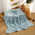 Soft blue muslin cotton baby blanket with white cloud pattern in a nursery setting. - Smt098-s180 / 120*110