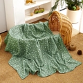 Soft green floral muslin cotton baby swaddle blanket featuring white leaf patterns - Smt098-s183 / 120*110