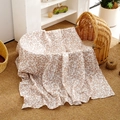 Breathable muslin cotton baby blanket with brown leaf pattern for newborn swaddling wrap - Smt098-s185 / 120*110