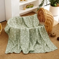 Breathable light green muslin baby blanket with a delicate white floral pattern - Smt098-s186 / 120*110