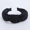 Classic black knotted fabric headband for women with a minimalist solid color finish - Black