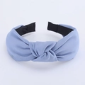 Light blue fabric wide headband with a trendy knot detail for women styling - Blue