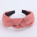 Minimalist wide pink fabric knotted headband with soft texture and non-slip lining - Watermelon Red